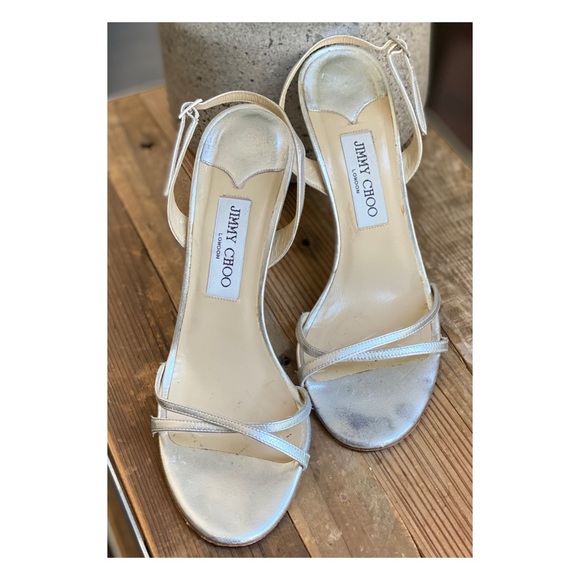 Jimmy Choo • Metallic Strappy Heels • Size 39 - Picture 7 of 8